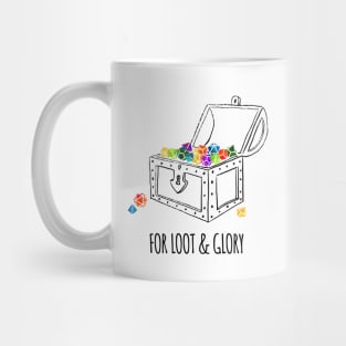 For Loot & Glory! - rainbow & black - LGBTQ+ ttrpg dice Mug